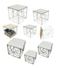 FOLDABLE METAL WIRE WOOD TOP STORAGE SQUAR COFFEE SIDE TABLE BASKET WHITE BLACK