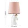 White Ceramic Unicorn Base Table Lamp Pink Cotton Shade LED Light Bulb Lighting