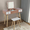 Modern Dressing Table Stool Set Jewelry Makeup Desk With Mirror & Drawer Bedroom