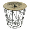 Retro Side Table Baskets Marble Wood Top Storage Basket Tables Home Furniture