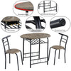 Compact Dining Room Set, 3 Piece Kitchen Breakfast Bar Table with Storage Shelf