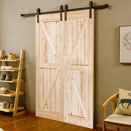 5FT/8FT Sliding Barn Door Barn Door Hardware Kit Carbon Steel Closet Track Kit