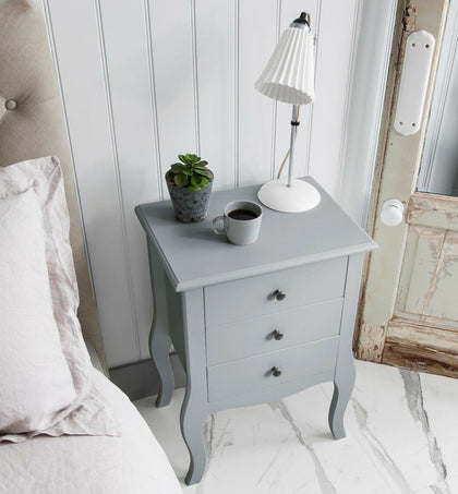 Bedside Chest Side Table with Drawers Cabinet Camille Grey