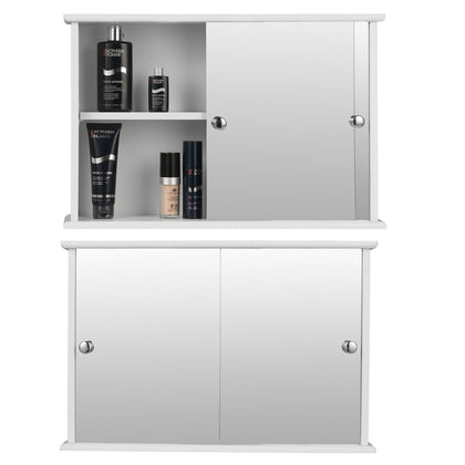 Bathroom Mirrored Cabinet Wall Mounted Cupboard MDF Storage with Shelves Home