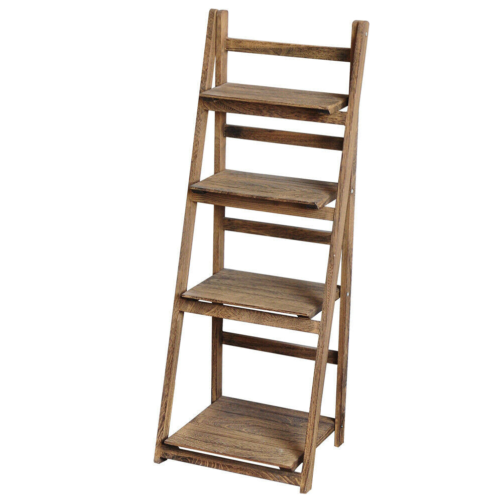 Folding 4 Tier Plant Flower Pot Shelf Stand Bookcase Storage Display Ladder