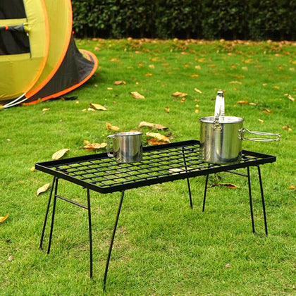 Stackable Folding Camping BBQ Table Metal Wire Rack Shelves Grill Net Outdoor