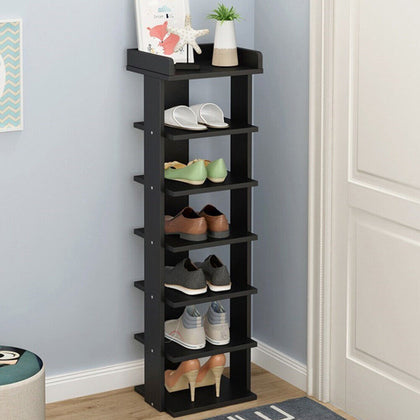 7 Tier Tall Shoe Footwear Boots Rack Organiser Shelves Storage Unit Wood Holder