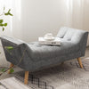 Chenille Bed End Side Chaise Lounge Sofa Window Seat Arm Bench Wooden Leg Chair