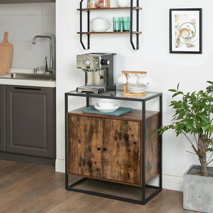 Vintage Sideboard, Storage Cabinet, Kitchen Cabinet with Glass Surface LSC013B01