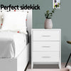 3 Drawers Bedside Table Nightstand Cabinet Bedroom Storage Home White