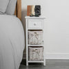 Shabby Chic Bedside Unit Tables Drawers Cabinet + Wicker Storage Wooden Bedroom