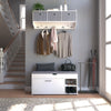 Mondeer Shoe Bench with Seat Storage and Flip-up Drawer Wooden Industrial White