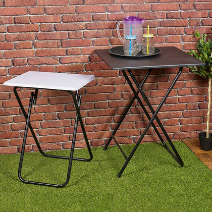 Folding Side Table Patio Indoor Outdoor Furniture Coffee Drink Summer Metal Legs