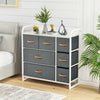 Non-woven Fabric Bedside Cabinet 7 Drawers Side Table Standing Storage Unit Whit