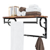 Coat Rack Shelf Wall Mounted Hook Rack Shelf with 5 Hooks Hanging Rail LCR11BX