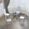 2/4/6 Seaters Dining Glass Table & High Backrest White Chairs Dinner Set Kitchen