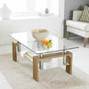 Modern Coffee Table With Lower Shelf storage Glass Chrome Living Room furniture