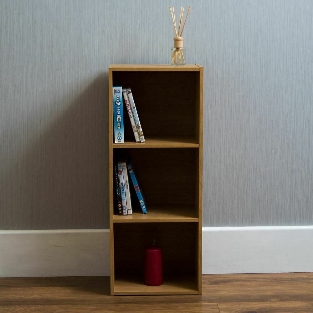 Oxford Bookcase 3 Tier Cube Shelf Wood Storage Photo Display Room Furniture Unit