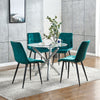 Modern 2x Velvet Dining Chairs Kitchen Dinning Room Metal Leg Padded Dark Green