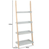 Grey & Bamboo 4 Tier Modern Ladder Wall Shelf/Bookcase Display Rack