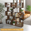 5-tier Bookcase Anti-Toppling S-Shaped Bookshelf Wooden Storage Display Rack