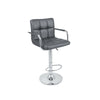 GREY PU Leather Breakfast Bar Stool Swivel Kitchen Chrome Metal Base Gas Lift