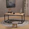 Industrial Coffee Table Wooden Top Metal Leg Rectangle Living Room Furniture