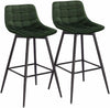 2 x Barstool Breakfast stool Metal+Velvet Counter Bar Chair Faux Bar Stool
