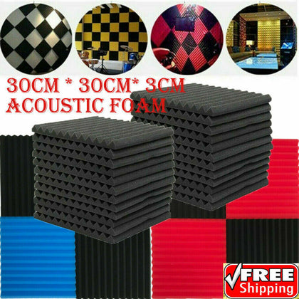 6/12/24PCS Sound Proofing Acoustic Wedge Foam Tiles Studio Home Wall Panels UK