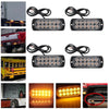4x 12LED Amber Recovery Strobe Flashing Grille Light Car Beacon Lamp Waterproof
