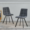 2* Dining Chairs Faux Leather/ Fabric Chairs Set Dining Room Grey Brown Modern