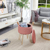 Large Foot Stool Storage Ottoman, Soft Padded Seat Golden Metal Legs Vanity Seat