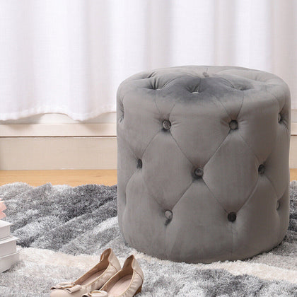 Velvet Dressing Table Stool Ottoman Footstool Chair Pouffe Seat Bedroom Vanity