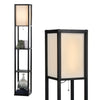 3-Tier Wooden Shelf Floor Lamp Open Storage Freestanding Lounge Reading Light