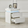 Modern Nightstand Bedside Table W/ 2 Drawer LED Light High Gloss White Black NEW