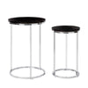 2 Pc White/Black Marble Nested Table Coffee Sofa Beside Side Table Nightstand UK