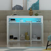 Sideboard 3 Doors Cabinet Cupboard Matt Body and High Gloss Doors RGB LED Light