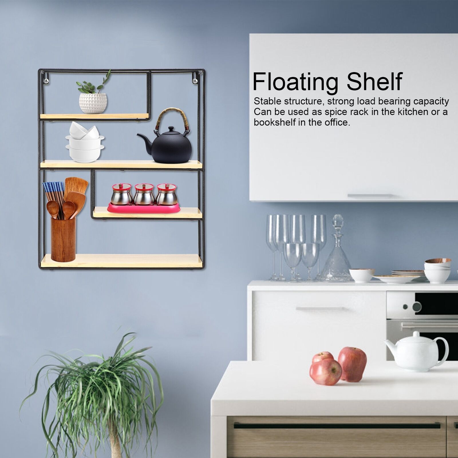 Industrial Shelf Wall Mounted Shelving Storage Bookshelf Plant Display Rack Unit