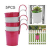 5Pcs Garden Metal Flower Pots Hanging Pot Basket Bucket Plant Flower Planter