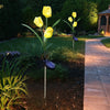 LED Solar 3-Tulip Flower Light Outdoor Waterproof Garden Lawn Stake Lamp UK