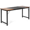 Wooden Computer Desk Industrial Writing Workstation PC Laptop Table Metal Frame