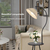 Floor Lamp with Table Tripod 2-Tier Side Table Standing Lamp Pleated Lampshade