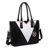 Women Designer V-shape PU Leather Handbag Tote Shoulder Bag Colour Block Pannel