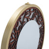 LED Lighted Metal Framed Glass Mirror Wood Carving Wall Hanging Dressing Make-Up