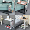 Computer Notebook Desk Adjustable Sofa Bed Side Coffee Table with Shelf on Wheel