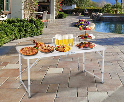 4FT CAMPING & CATERING HEAVY DUTY FOLDING TRESTLE TABLE FOR PICNIC/BBQ PARTY