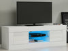 Modern 125cm TV Unit Cabinet Stand White High Gloss 2 Doors 2 Shelves LED Lights