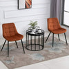 Sigtua 2pc Vintage Velvet Dining Chairs Solid Metal Leg Kitchen Soft Padded Seat