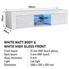 130cm Modern TV Unit Cabinet TV Stand Matt Body & High Gloss Doors Led Light