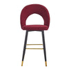 Velvet Bar Stool Modern Breakfast Bar Chair Kitchen Barstool Backrest Metal Legs